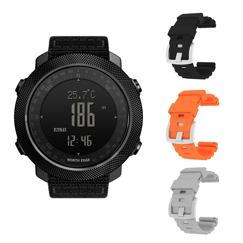 NORTH EDGE Men's sport Digital watch Hours Running Swimming Military Army watches Altimeter Barometer Compass waterproof 50m