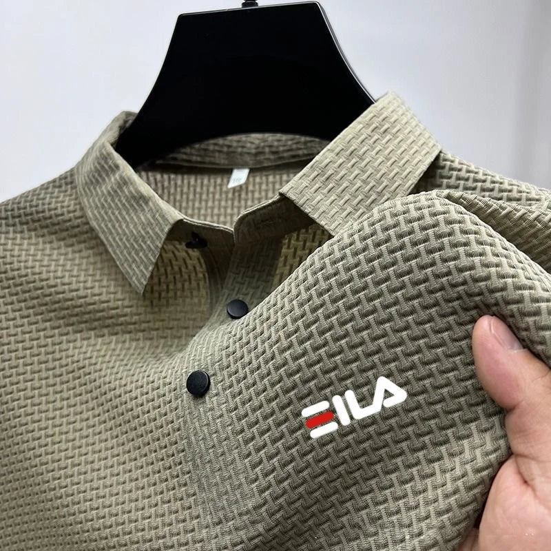 New style ice silk jacquard polo shirt short sleeve summer men's t-shirt casual business fashion stand collar t-shirt men