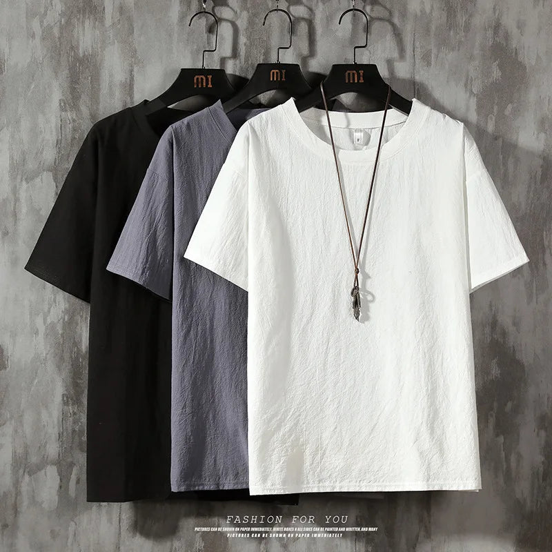 2025 Brand New Men's Short Sleeve T-shirt Solid Color Men T-shirts Loose Casual Half-sleeve Undershirt Man T shirts Tops Tees